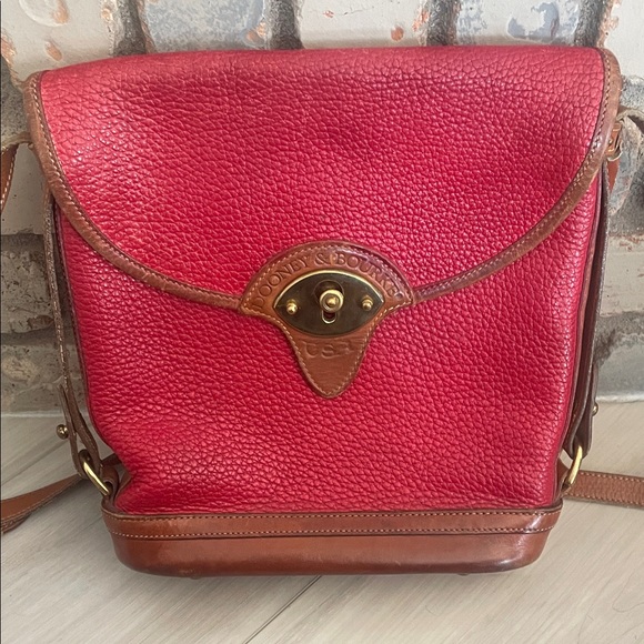 Dooney & Bourke Handbags - Vintage Dooney & Bourke AWL Calvary Red and Brown Crossbody Bag